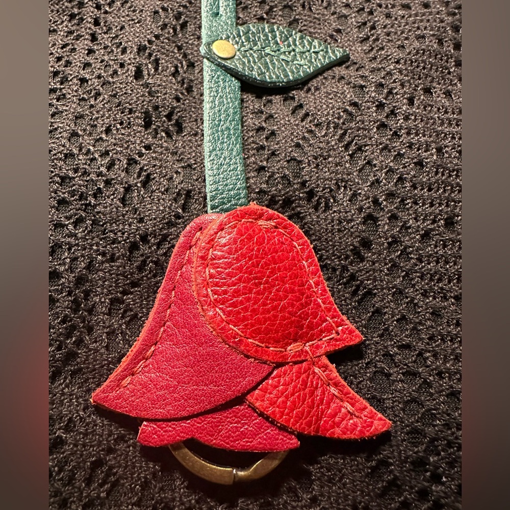 New Portland Leather Goods Chili Red Portland Rose Keychain Bag Flair